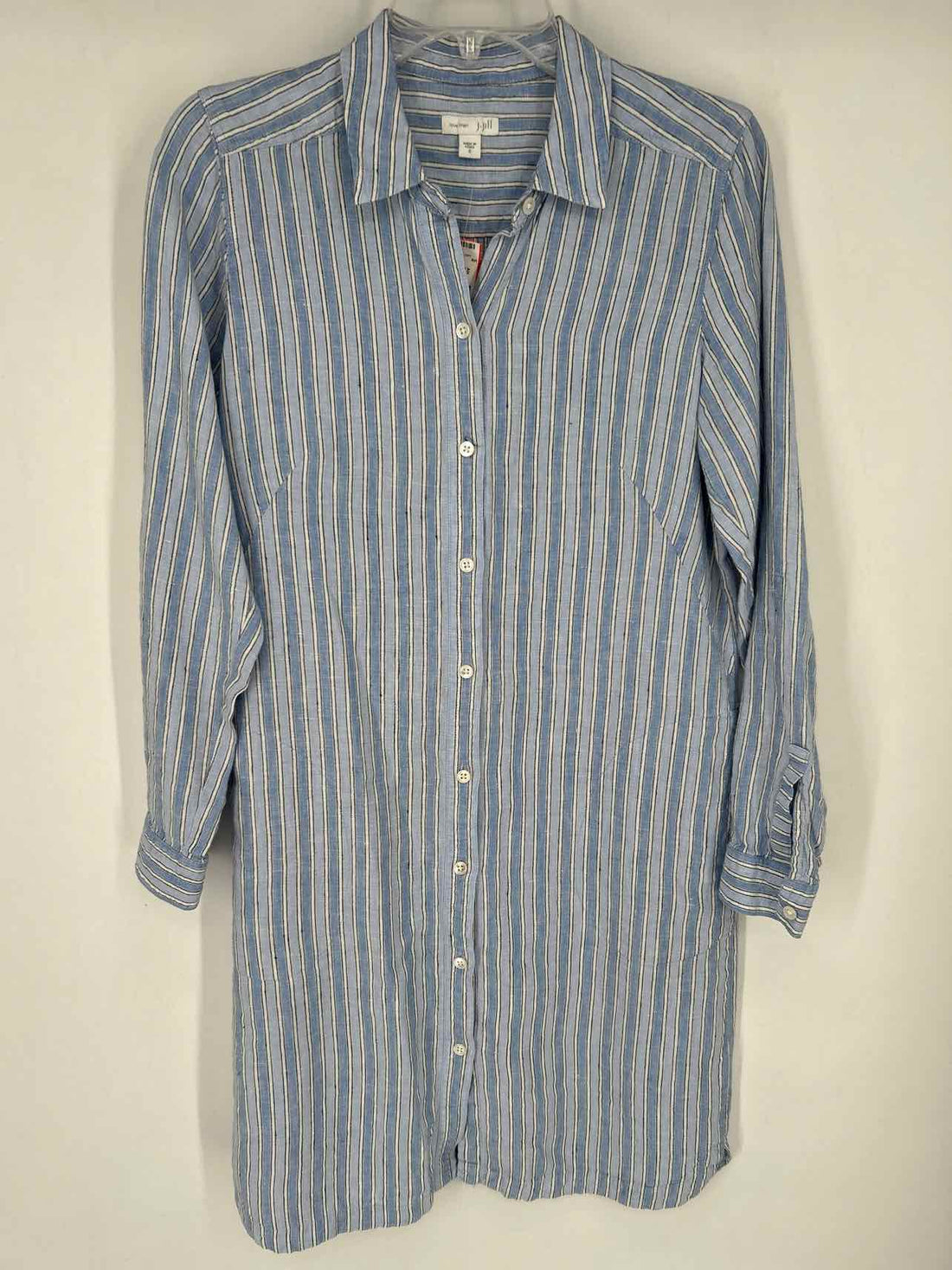 J Jill Size S Blue & White Striped Long Sleeve Dress
