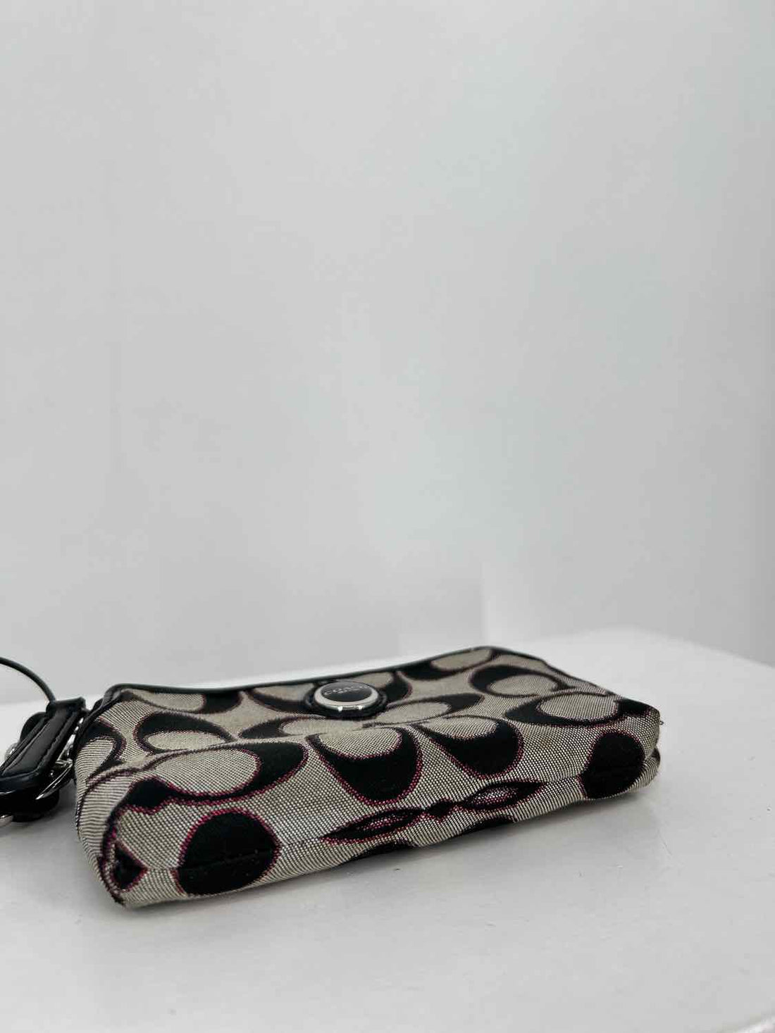 Coach Gray & Pink Canvas & Leather Wallet