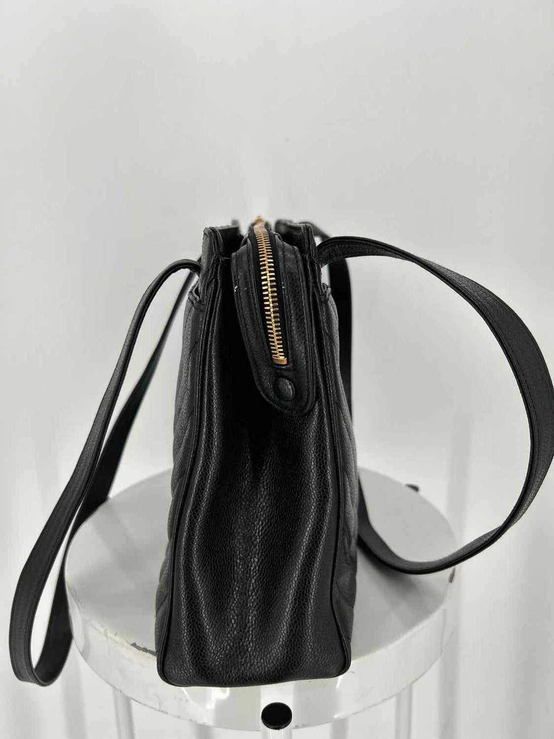 Chanel Cocoball V-Stitch Matelasse Black Caviar Leather Tote Bag