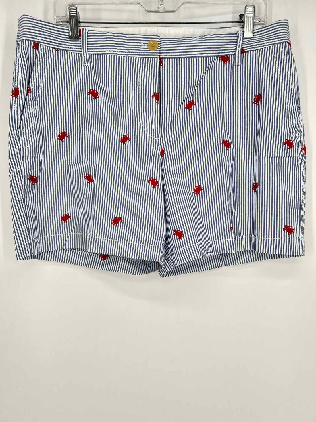 Talbots Size 14P Blue & White Striped Embroidered Shorts