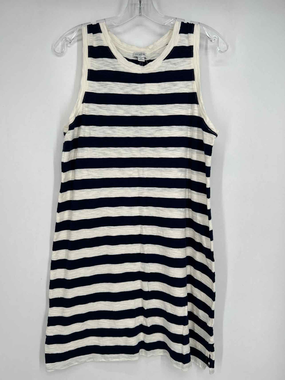 J Crew Size M White & Navy Striped Dress
