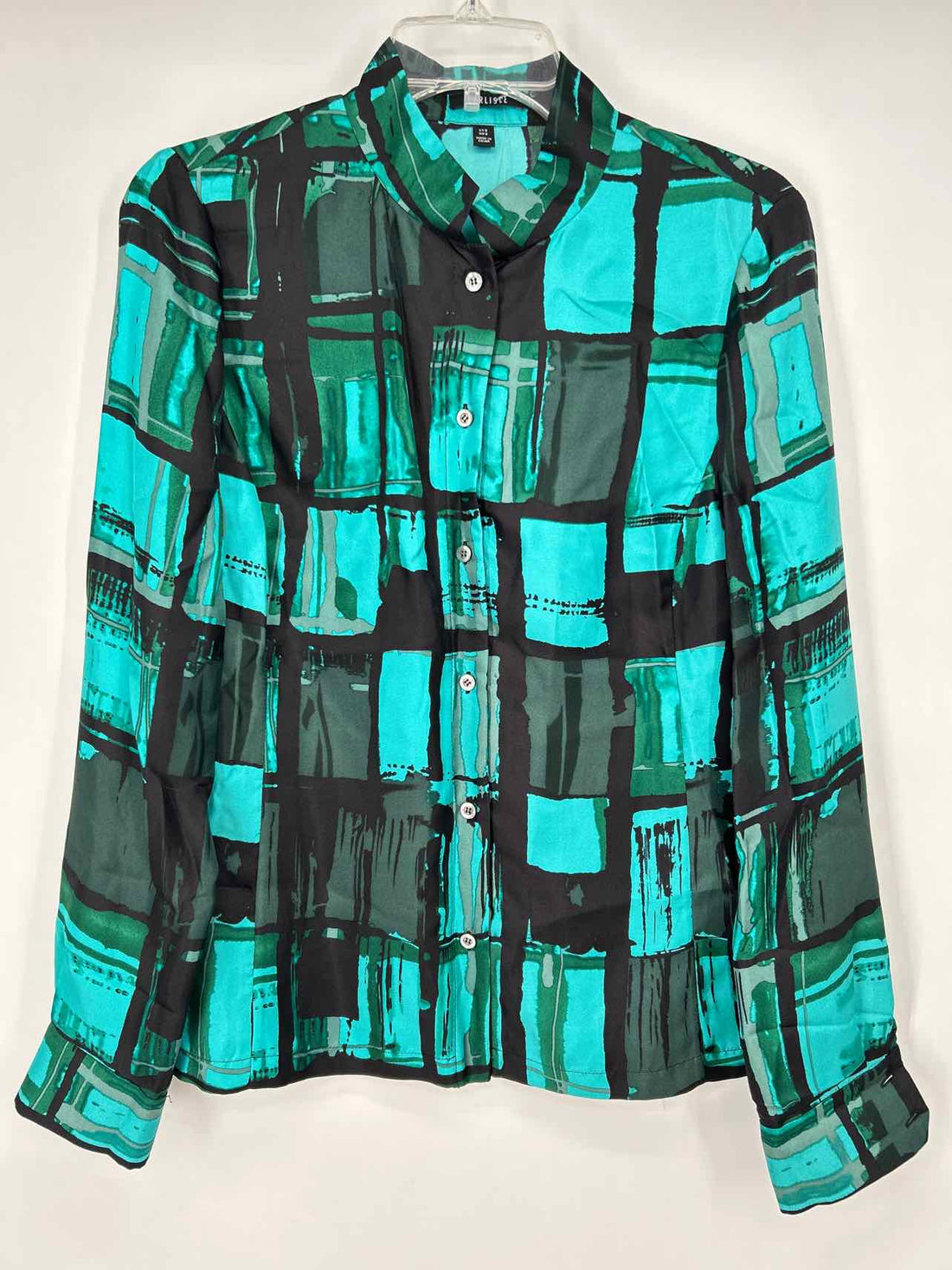 Carlisle Size 6 Teal & green print Silk Long Sleeve