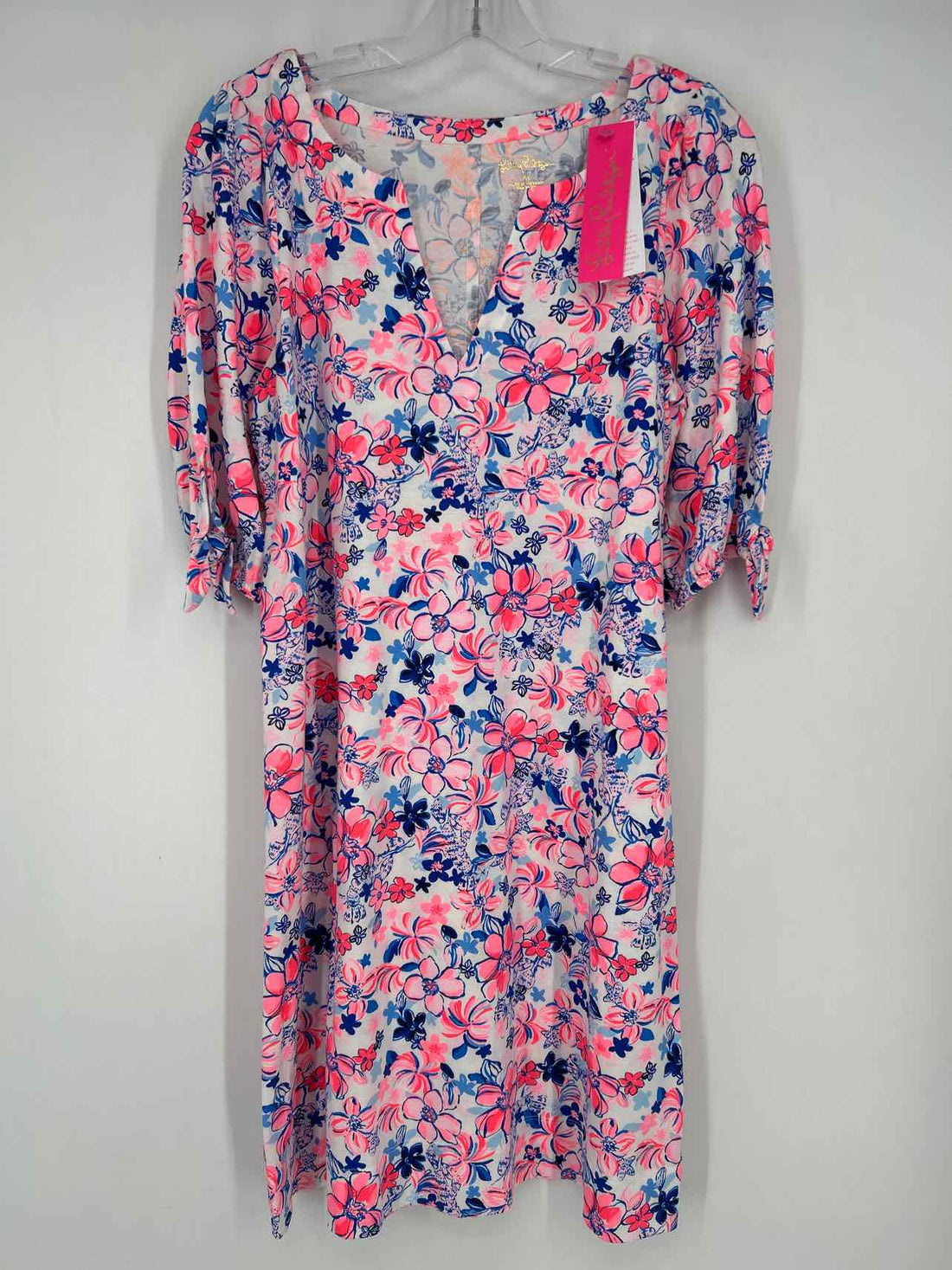 Lilly Pulitzer M White Pink & Blue Floral Short Sleeve Lilly Pulitzer Dress