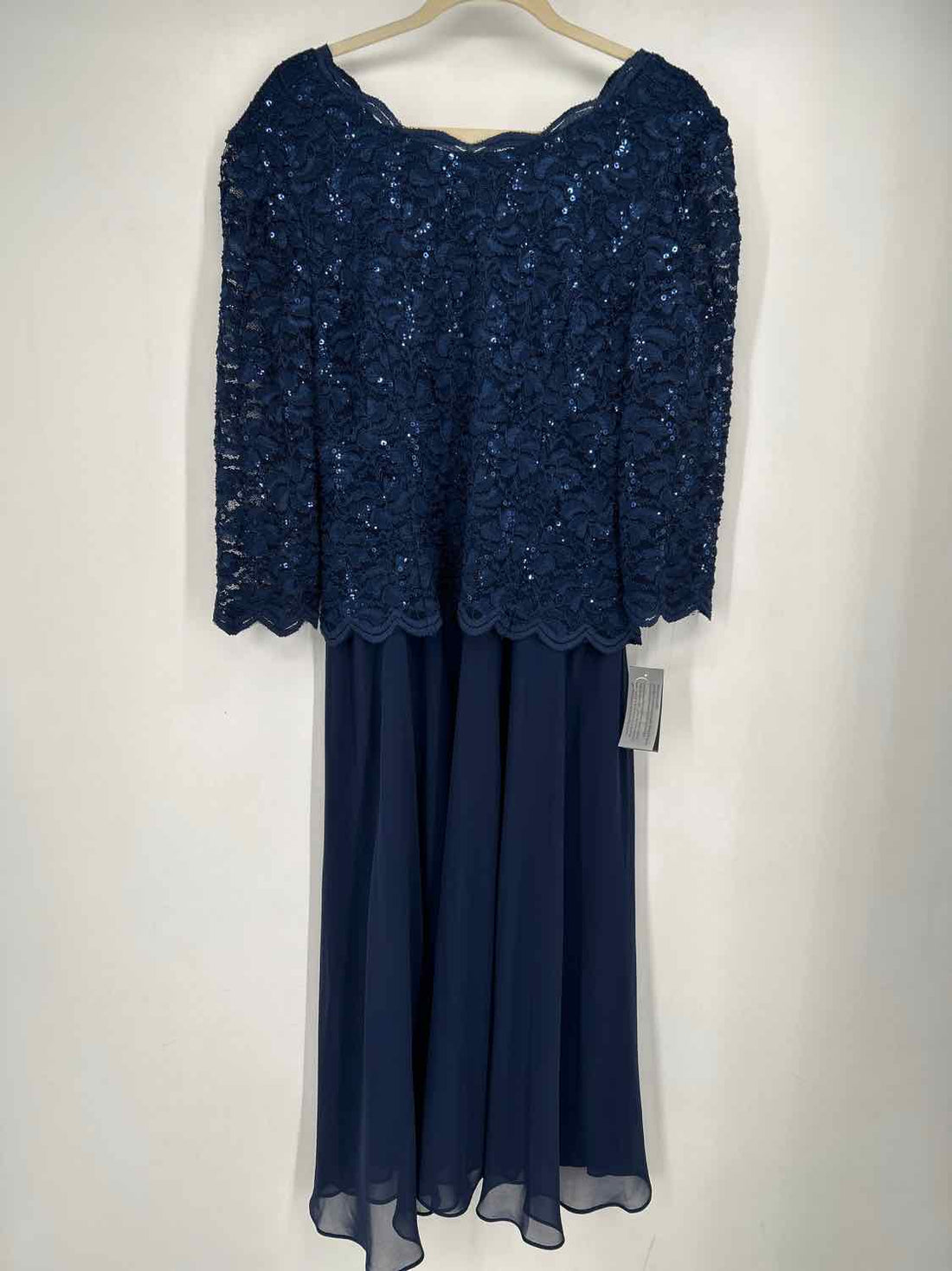 Alex Evenings 16 Navy Lace Sequined Long Sleeve Holiday