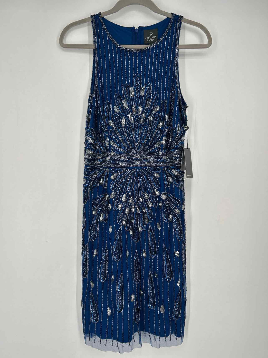 Adrianna Papell Size 6 Navy Sequins & Beads NWT Dress