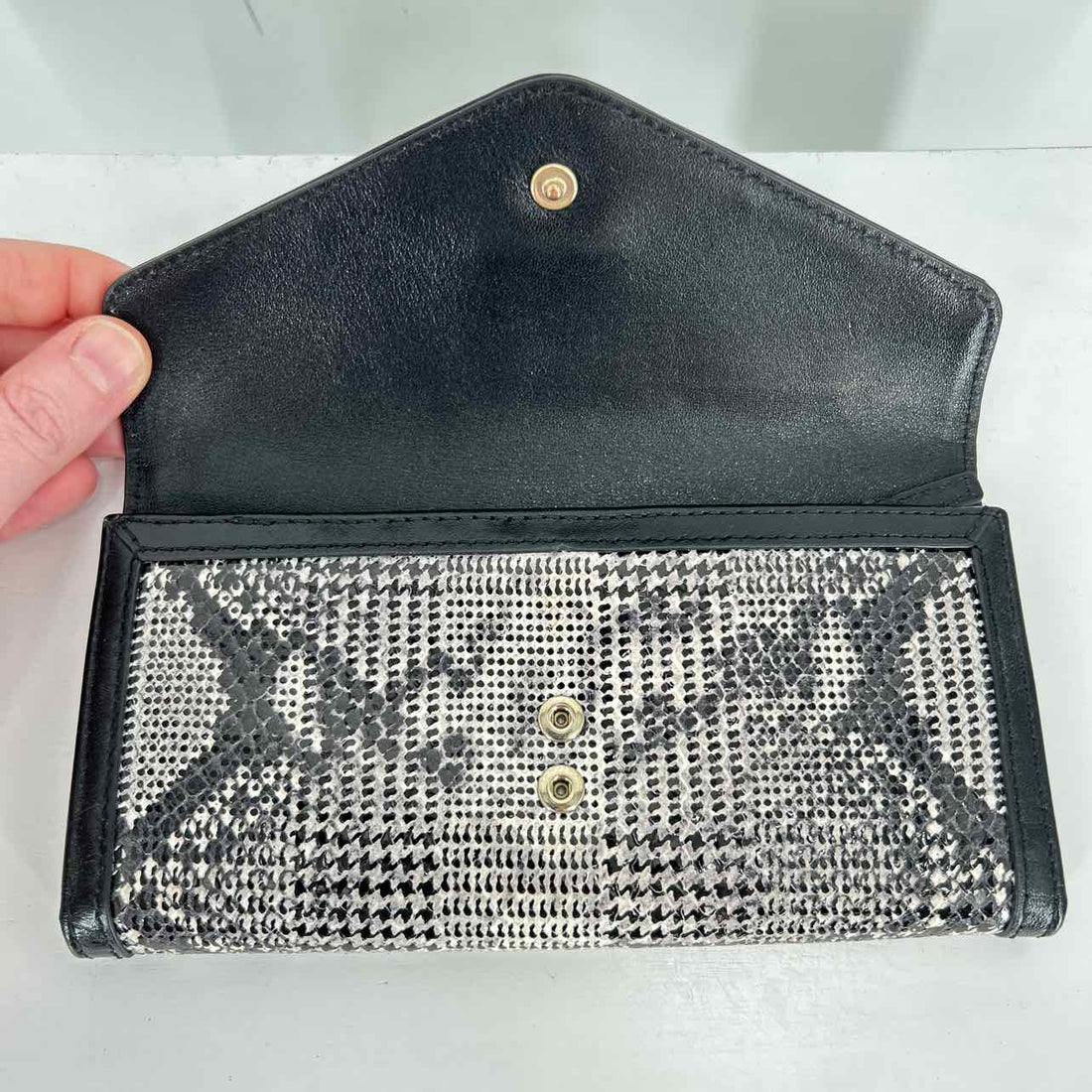 Brahmin Black & White Leather Wallet