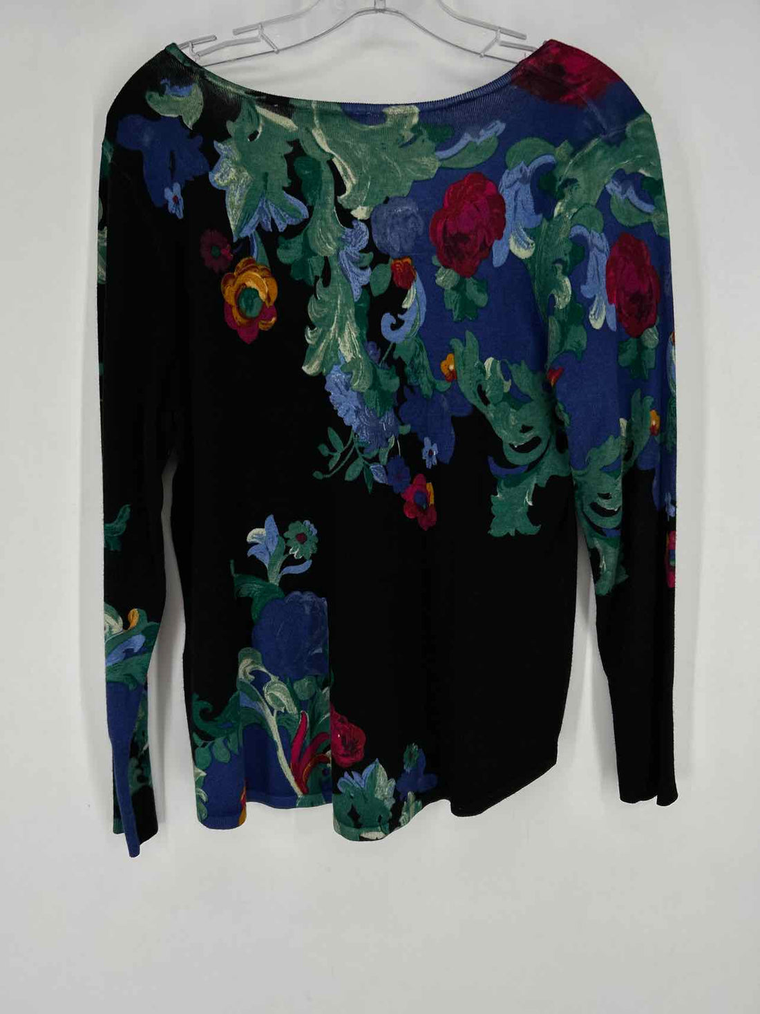 Chicos Size 1 (M) Black Print Long Sleeve