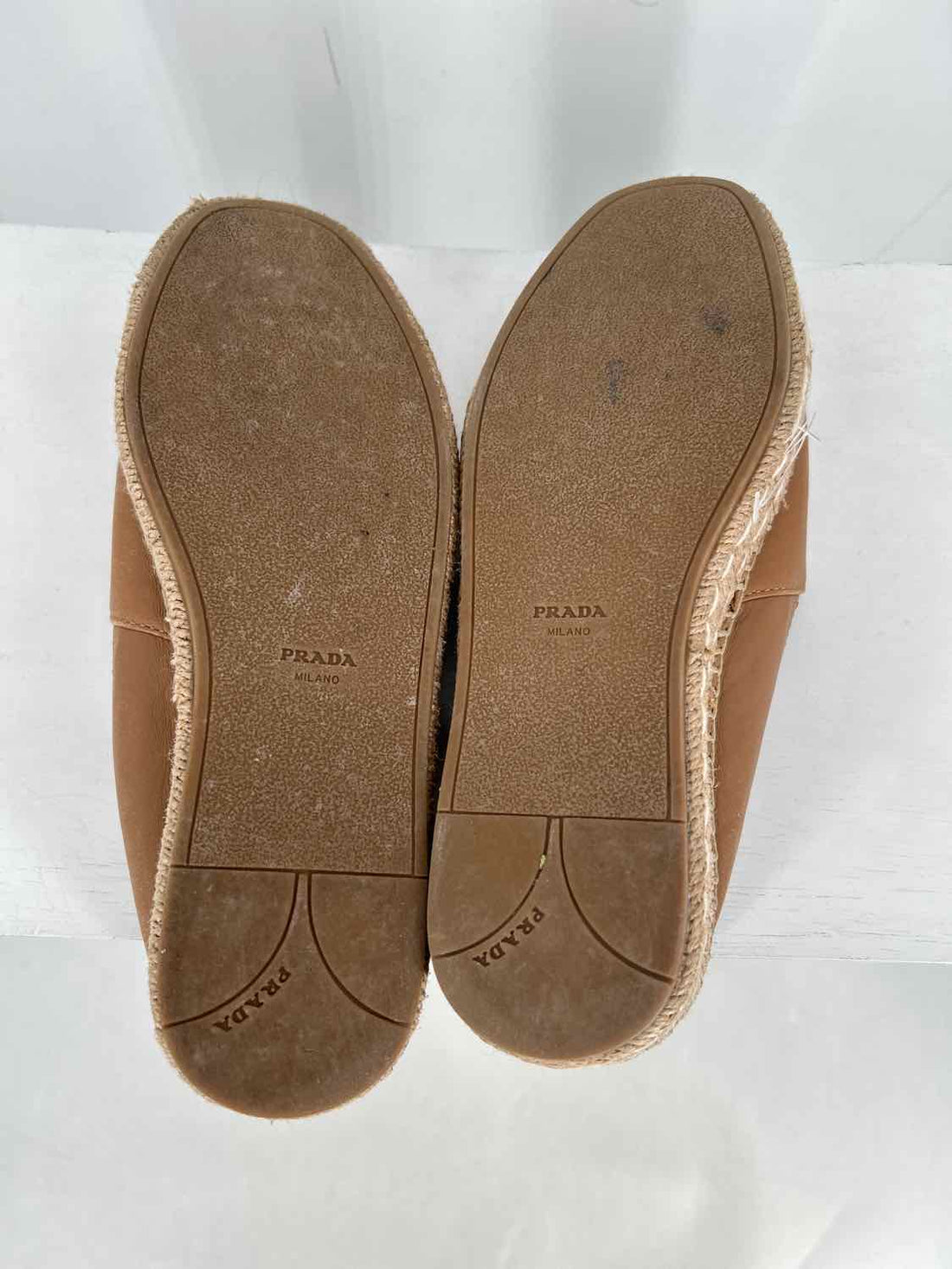 Prada Open Toe Espadrille Women Size 36.5 Tan Fair LUXURY