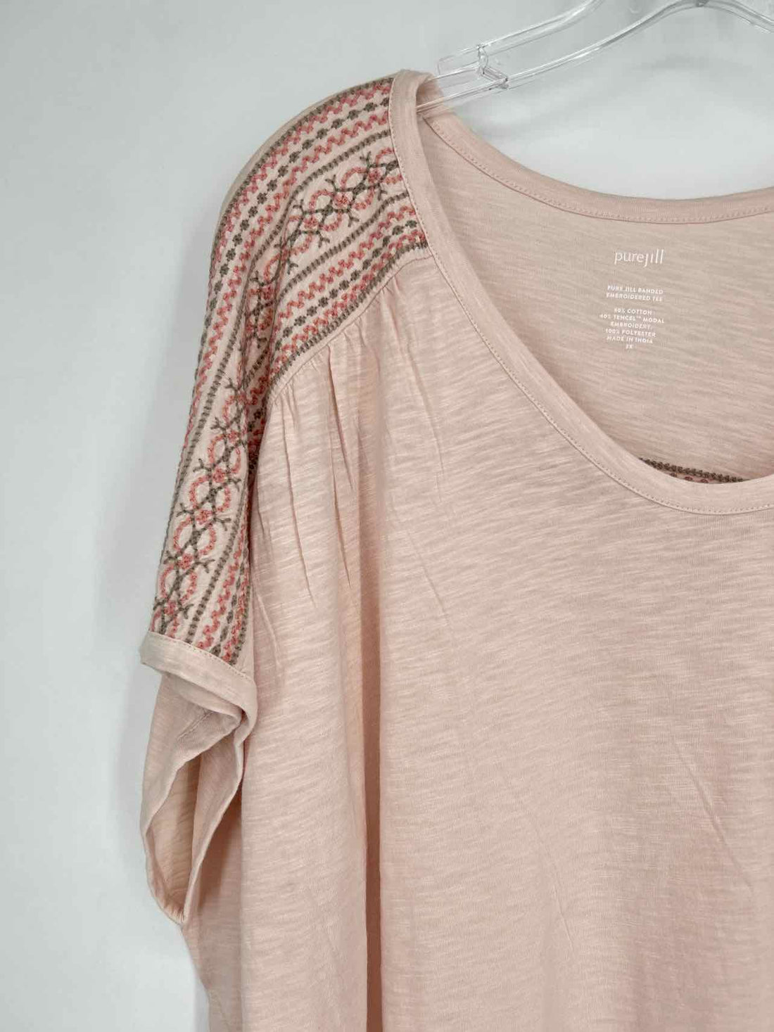 Pure Jill Size 3X Light Pink Embroidered NWT Top/Blouse