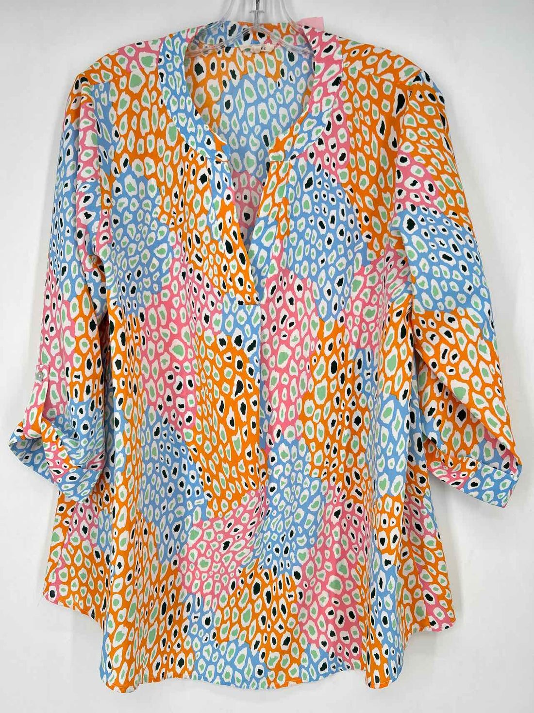 Jodifl Size L Orange Pink & Blue Print Long Sleeve