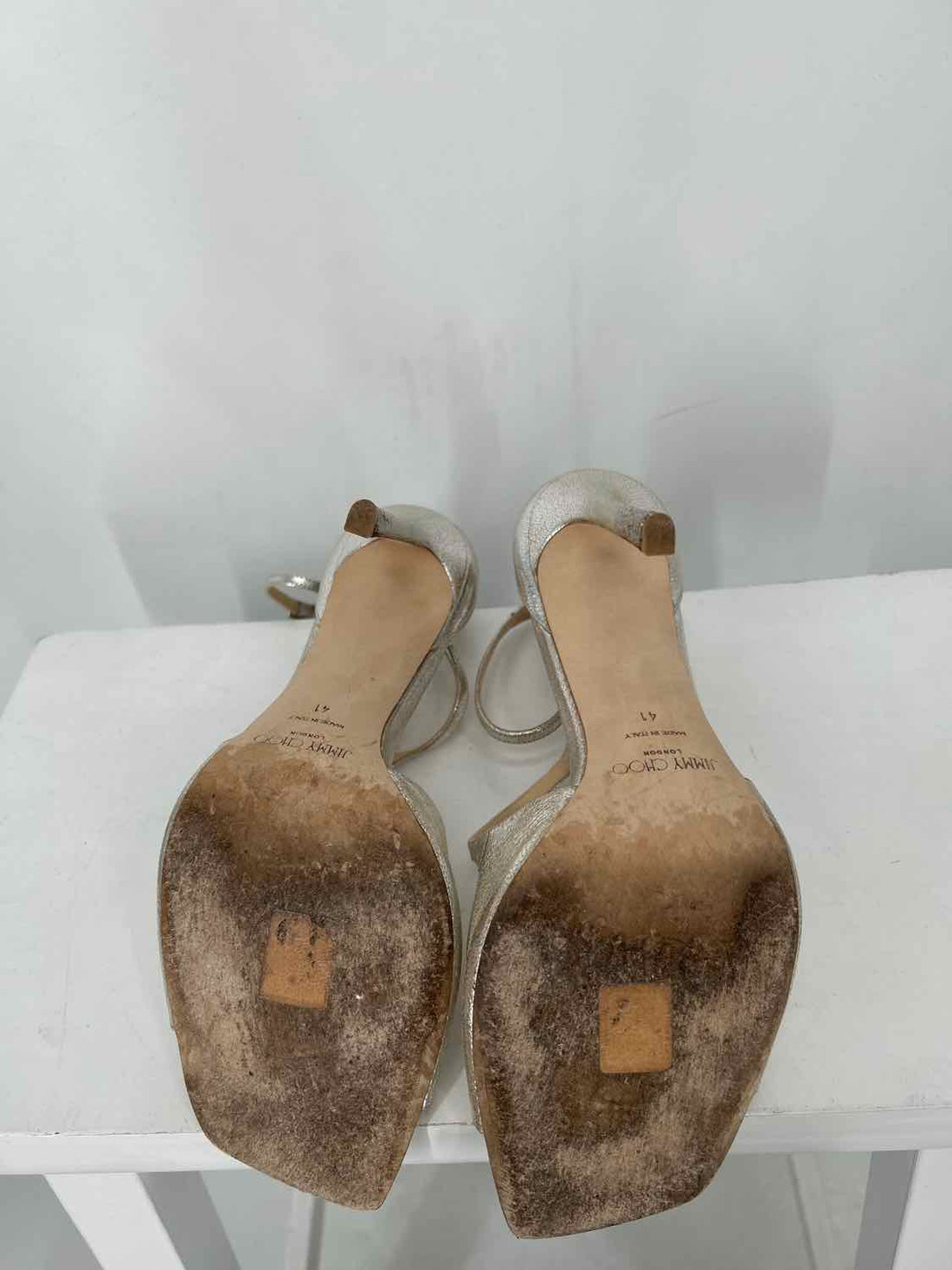 Jimmy Choo Women Size 41 Silver Genuine Leather LUXURY