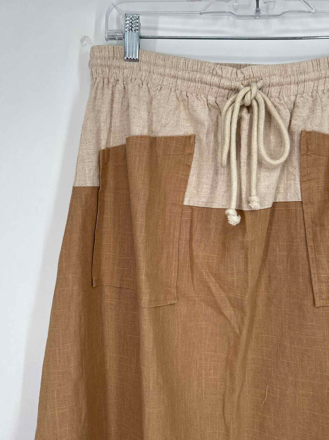 Illa Illa M Canvas & Tan Linen New Boutique Skirt