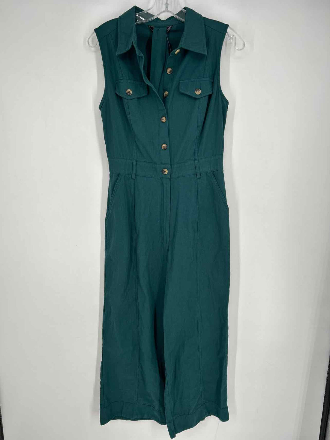 Allegra K Size S Dark Teal Sleeveless Jumpsuit
