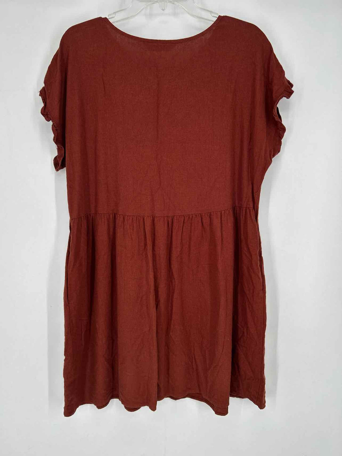 Sonoma Size L Brown Linen/Rayon Short Sleeve Dress
