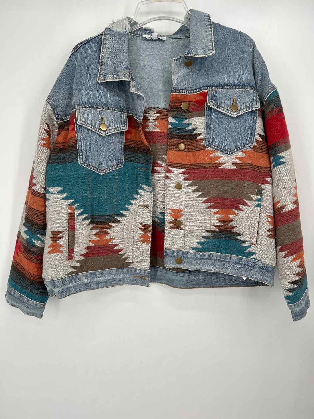 Polagram Size L Western Print Denim Jacket