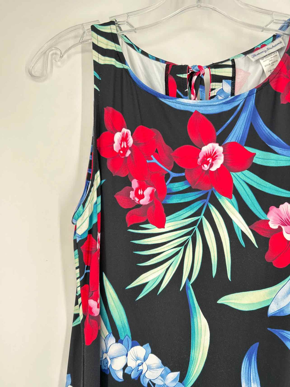 Tommy Bahama Size M Black Floral Sleeveless Dress