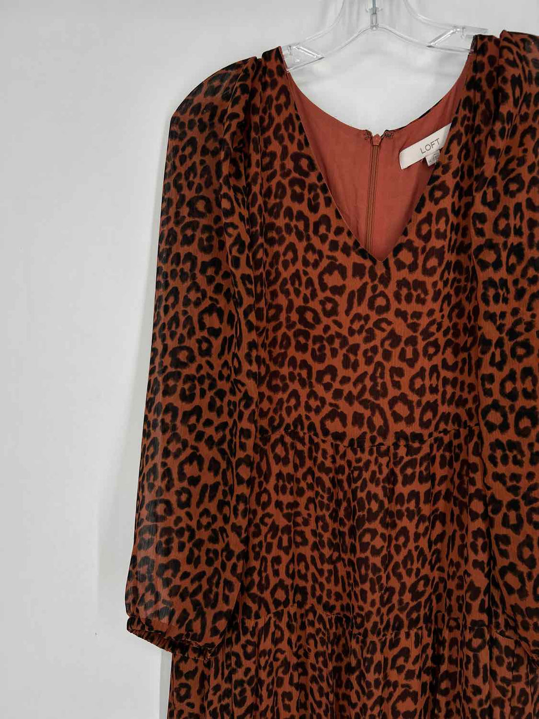 Loft Size 14 Leopard Long Sleeve Dress