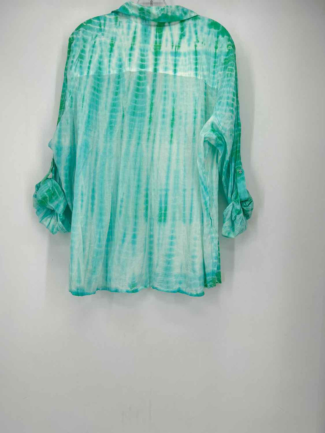 Foxcroft Size 18W Blue & Green Tie Dye Top/Blouse