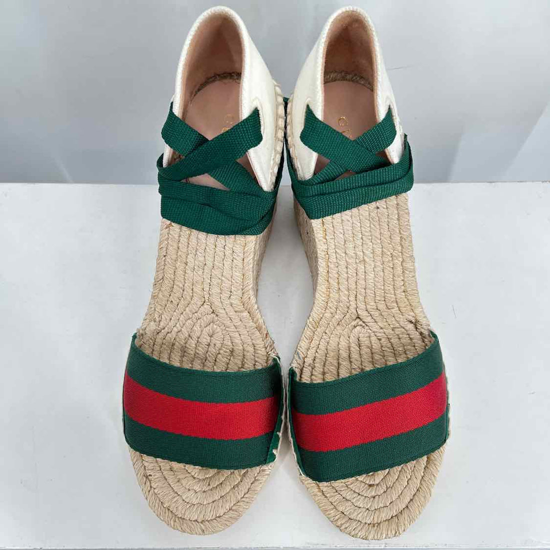 Gucci Lilibeth Women Size 38 Green & Red Pre Owned Espadrilles LUXURY