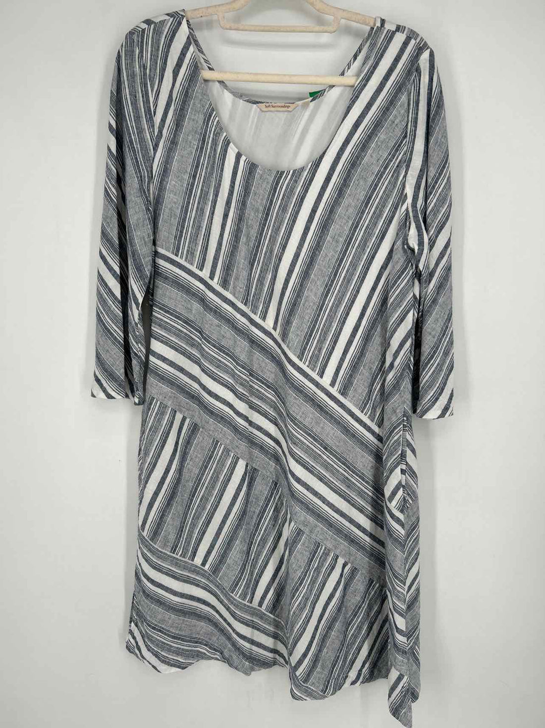 Soft Surroundings Size 1X Navy & White Striped Long Sleeve Dress
