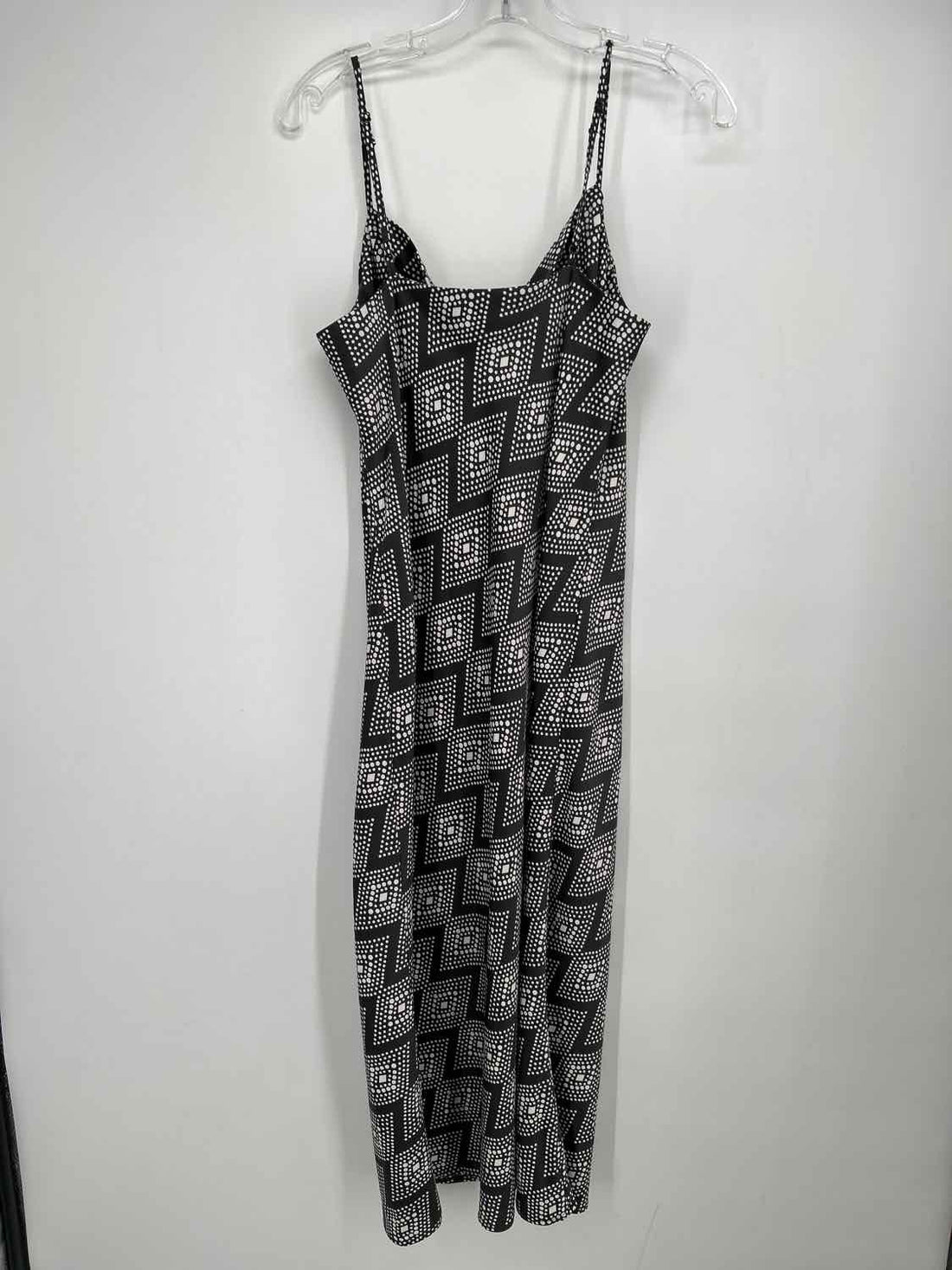 Banana Republic Size M Dark Gray & White Satin Sleeveless Dress
