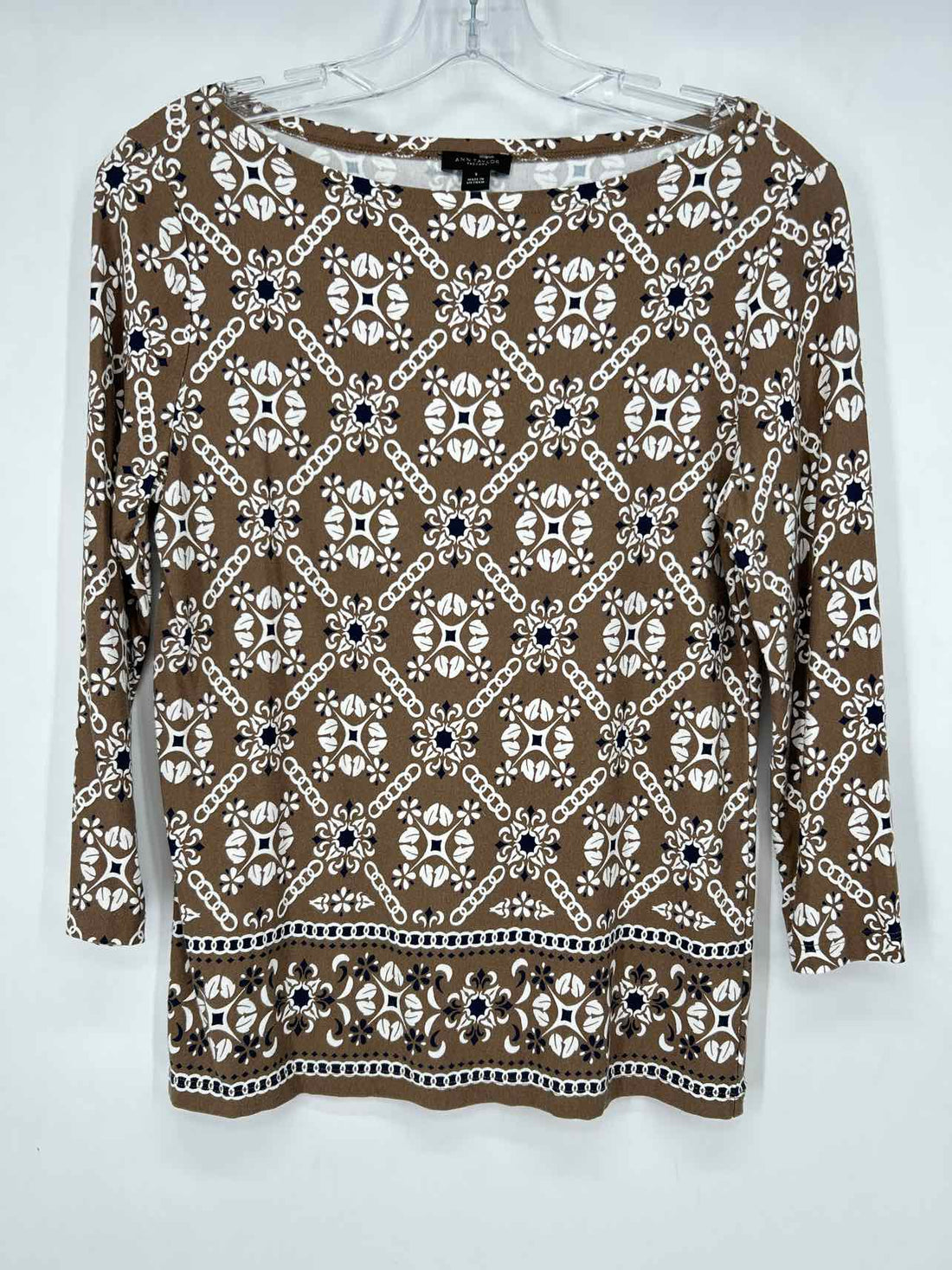 Ann Taylor Size S Brown Print Long Sleeve