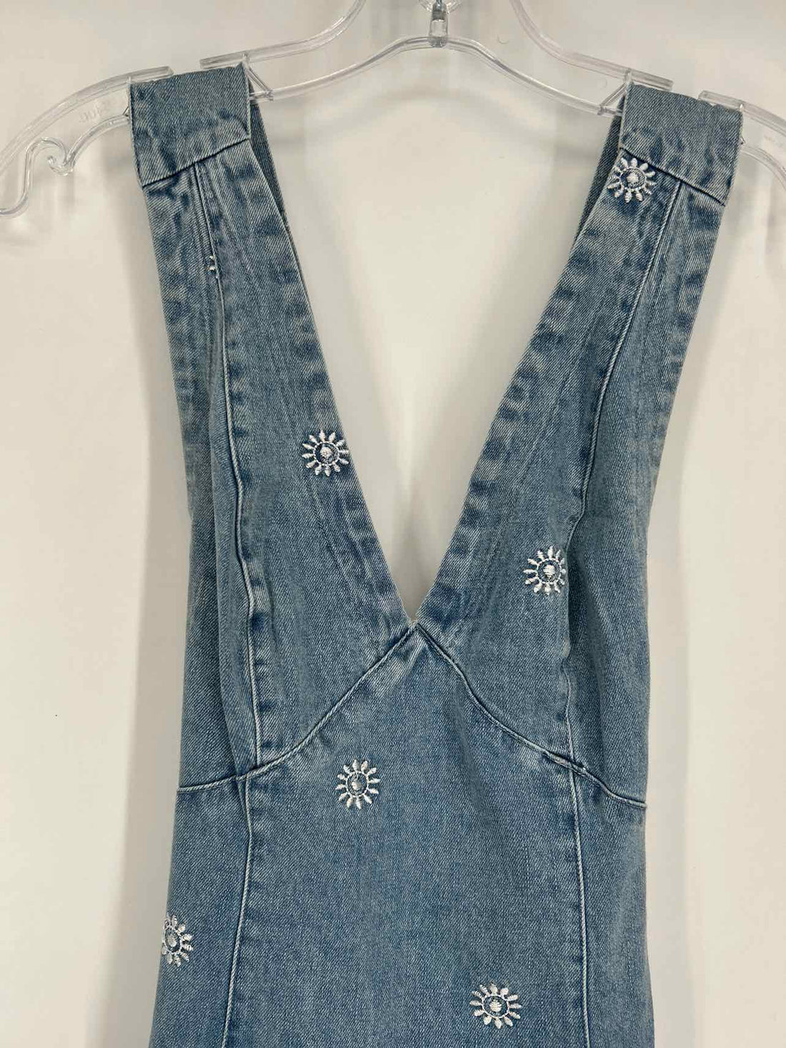 Fore Size S Denim Embroidered Sleeveless Dress