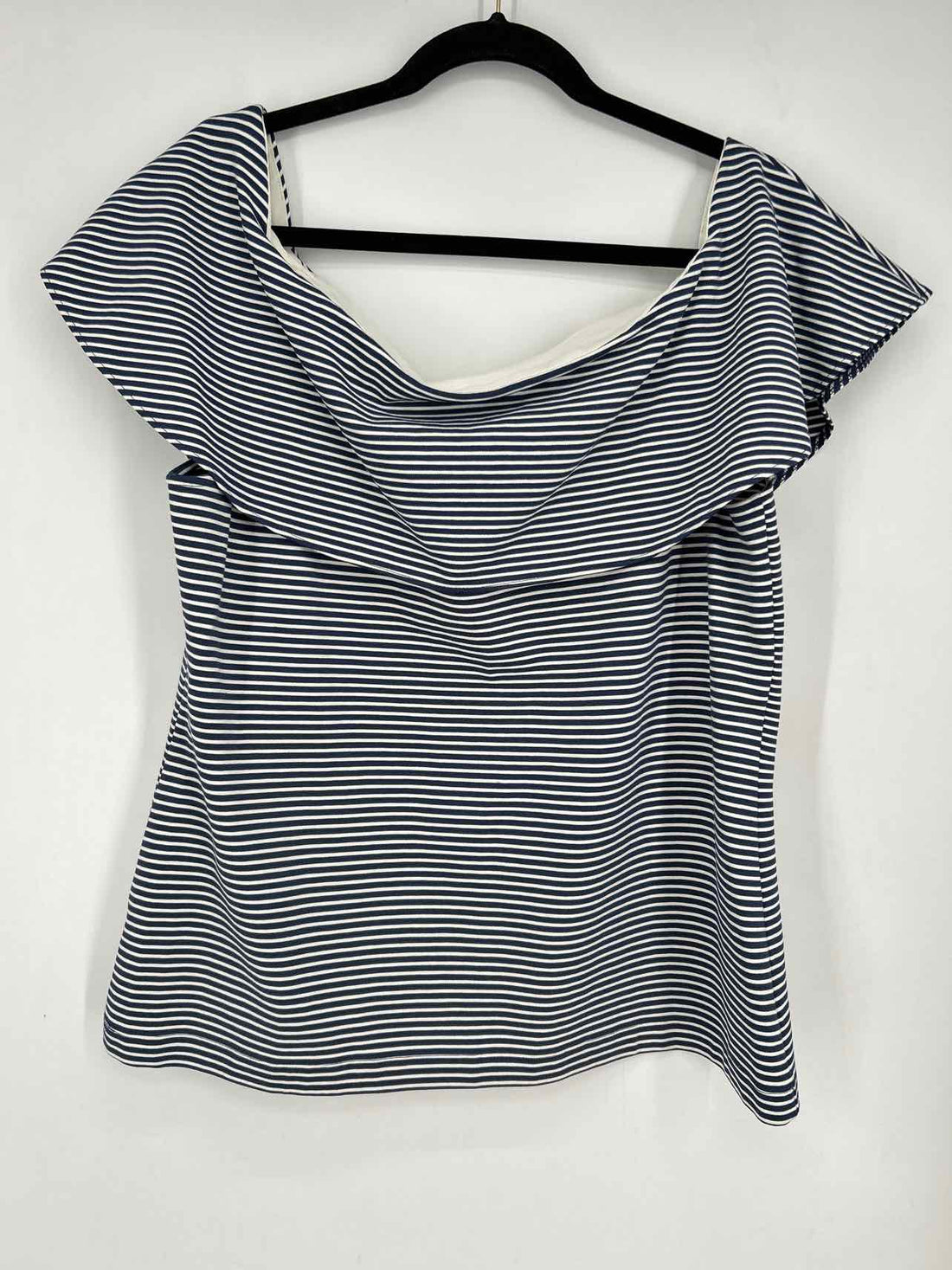 Ann Taylor Size XL White & Navy Striped NWT Short Sleeve