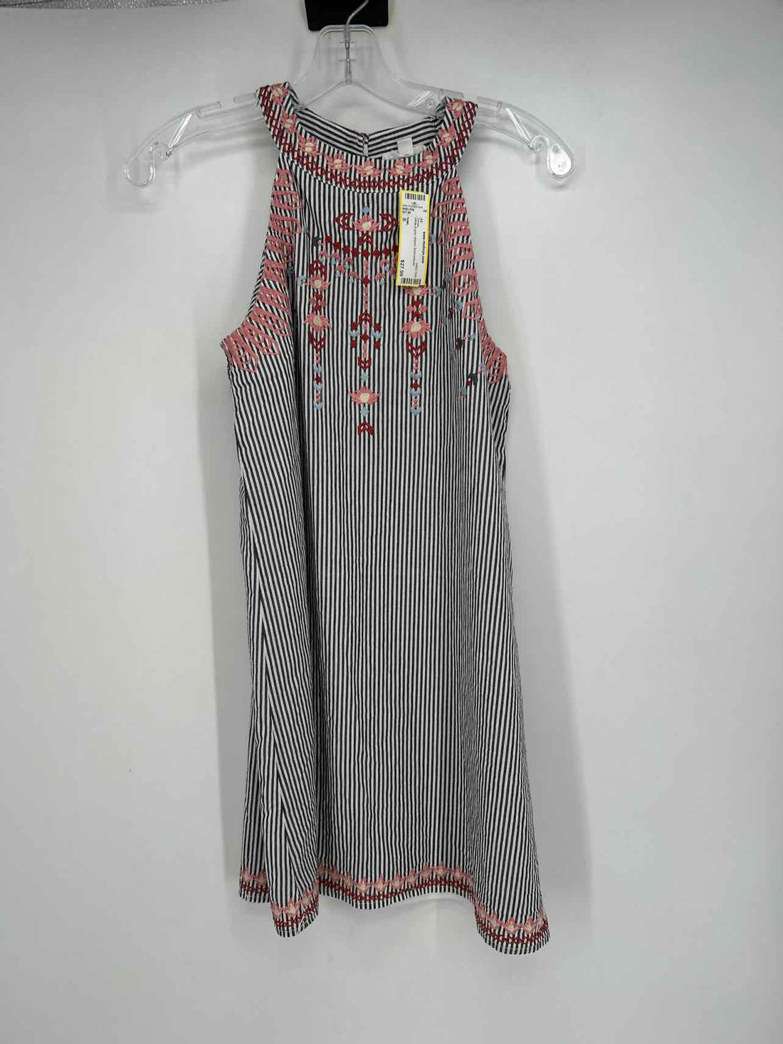 THML Size S White & grey striped Embroidered Dress