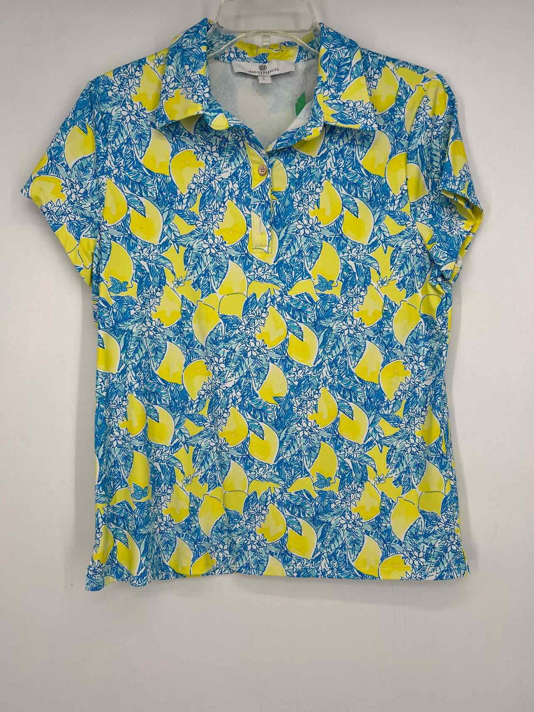 Jean-Pierre Klifa Size L Yellow & Blue Floral Short Sleeve