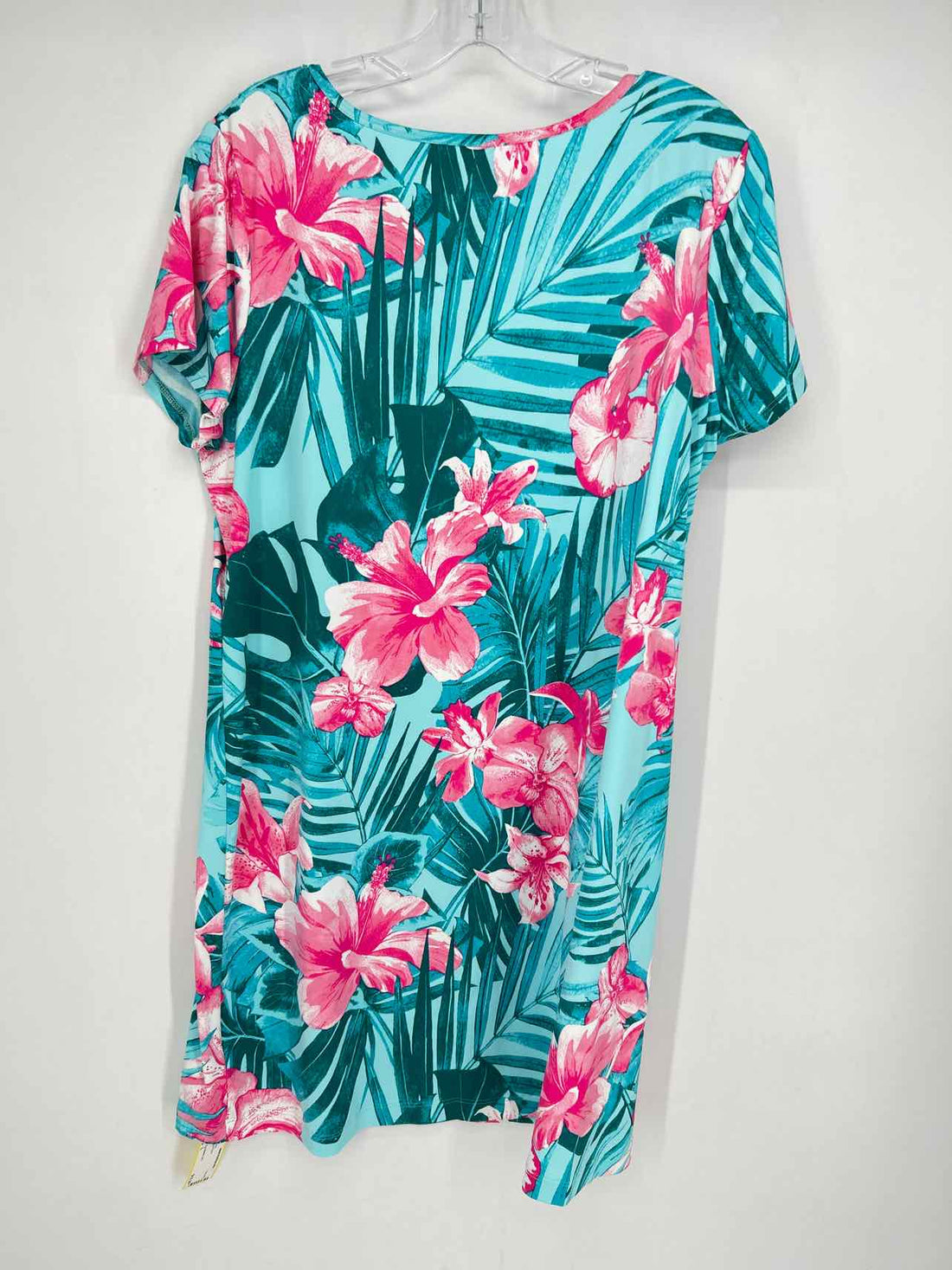 Caribbean Joe Size L Aqua Floral Dress