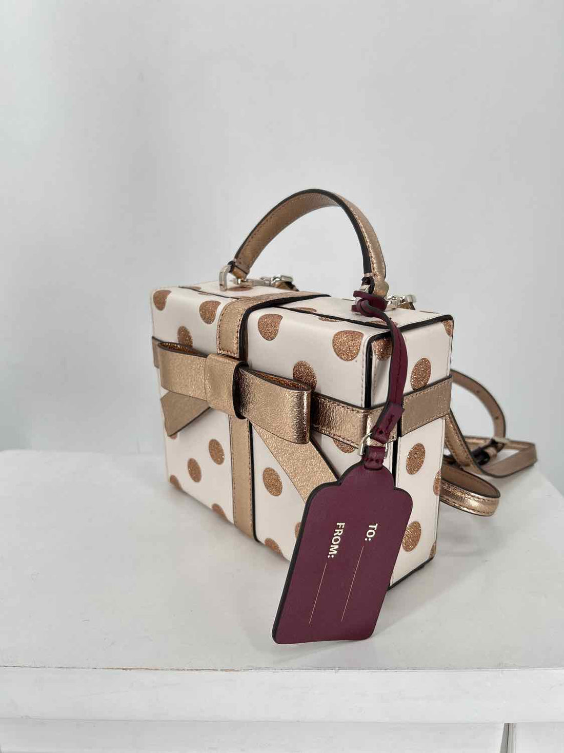 Kate Spade Ivory & Gold Polkadot Genuine Leather Limited Edition Crossbody