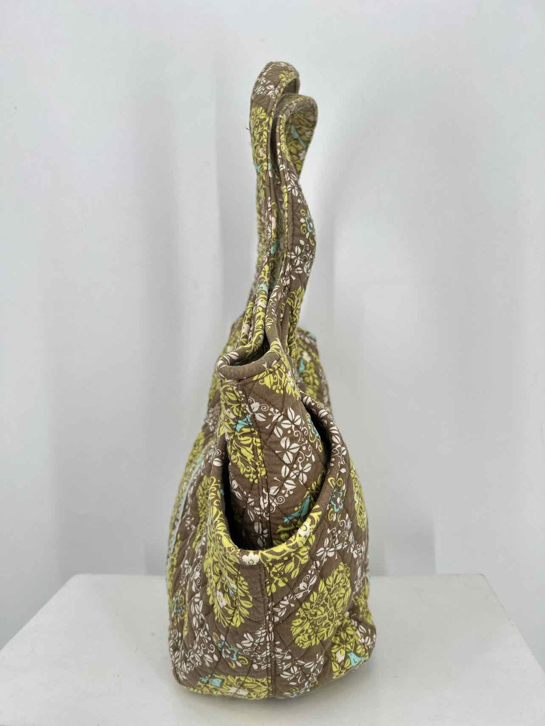 Vera Bradley Brown & Light Green Print Quilted Pre Owned Tote
