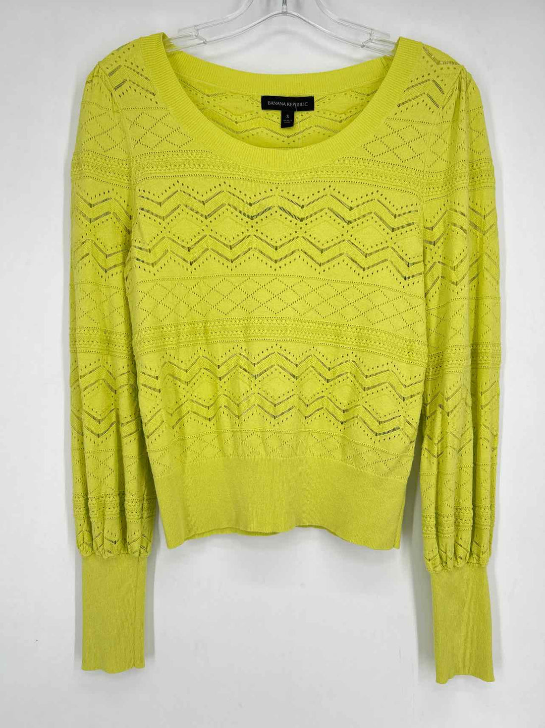 Banana Republic Size S Yellow Green Perforated Long Sleeve