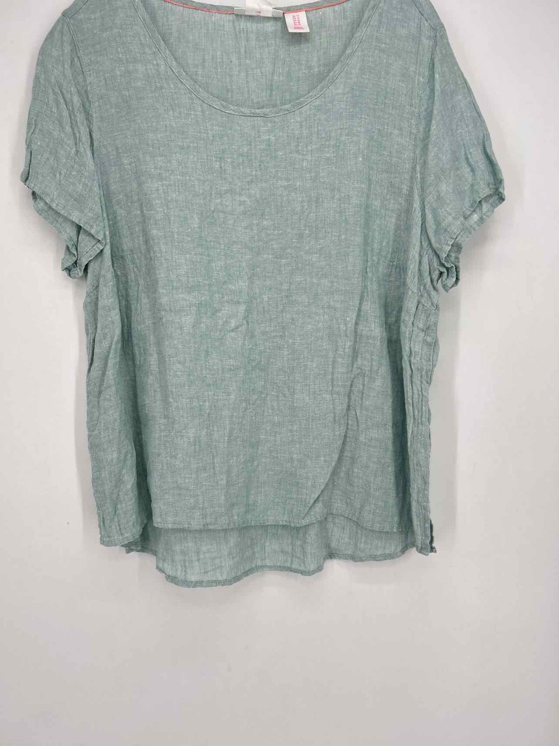 Isaac Mizrahi Size 1X Aqua Linen Top/Blouse