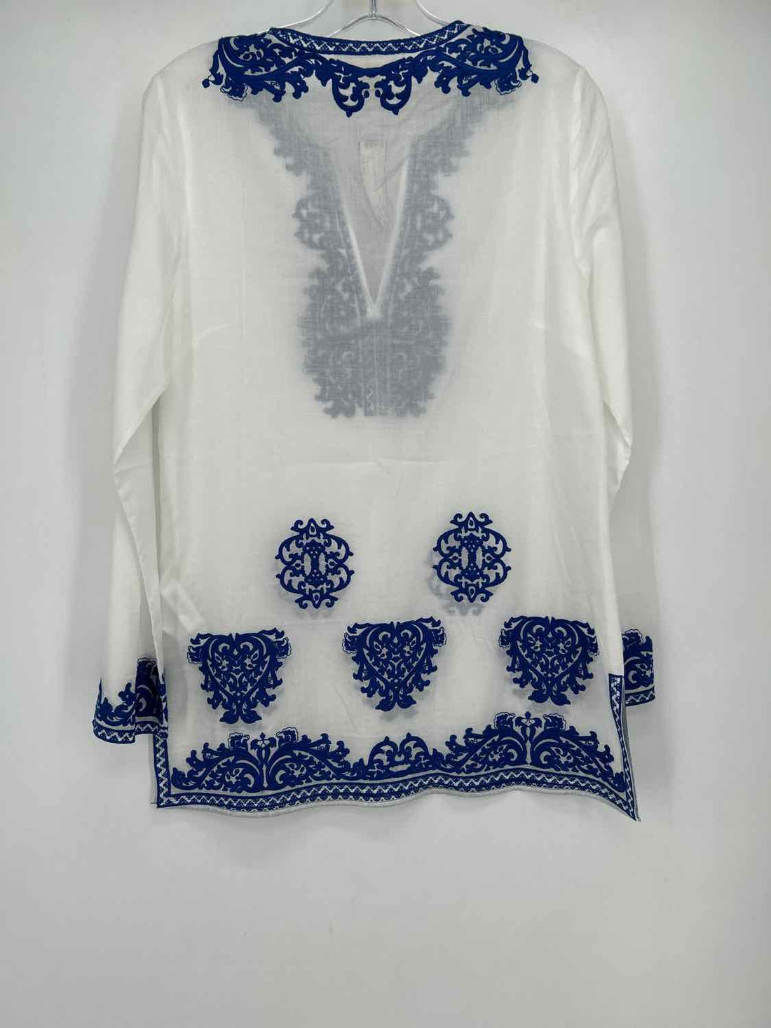 Michael Kors Size M White & Blue Long Sleeve Tunic