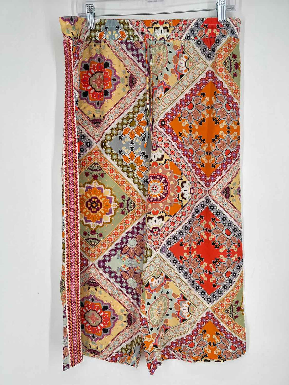 Jade by Johnny Was Size L Orange Print Silk Pants