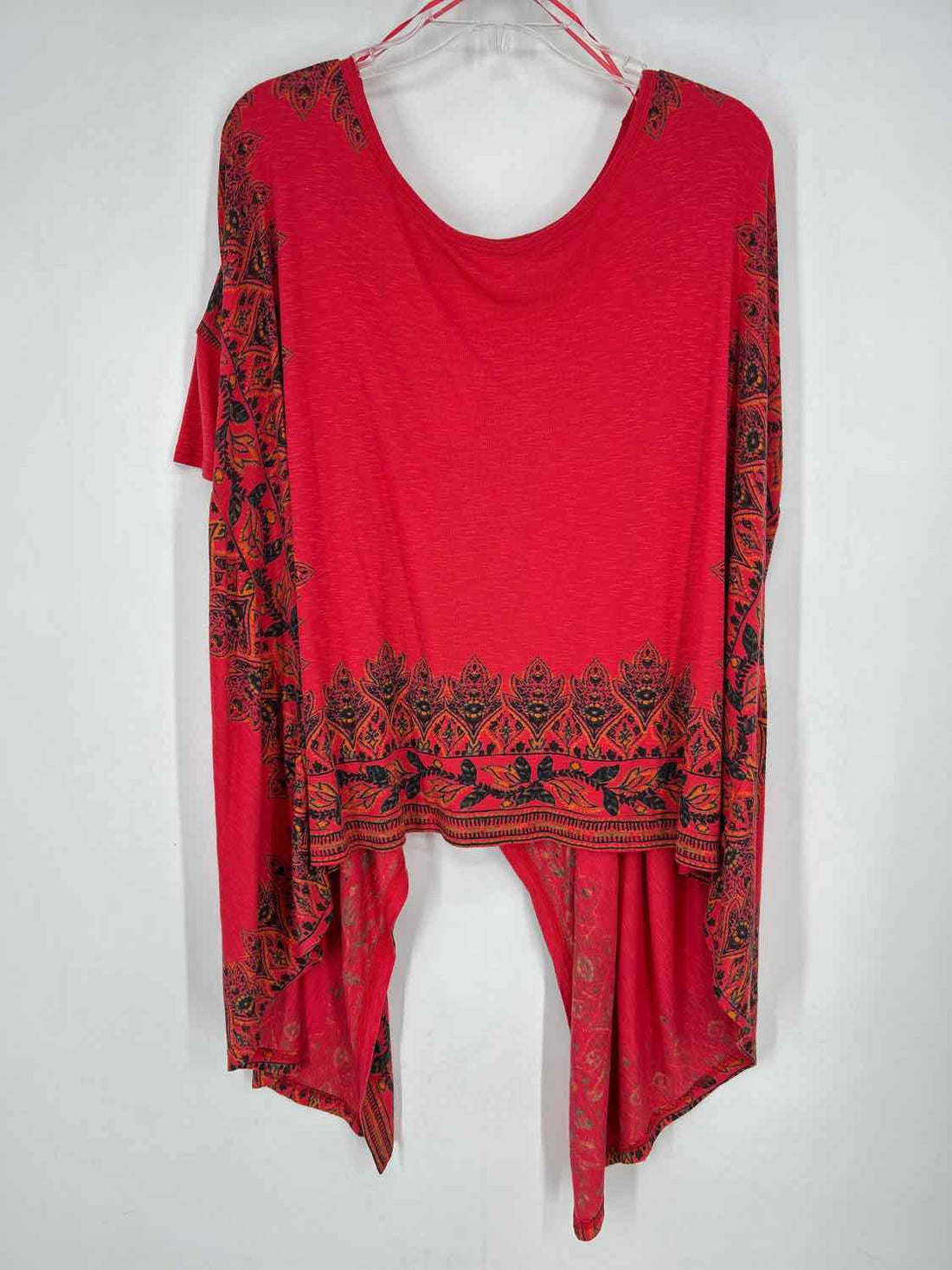Free People Size XS Red Print Short Sleeve