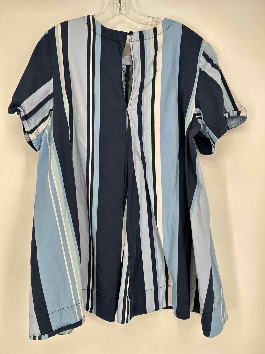 Maeve Size L Blue Stripe Short Sleeve Dress