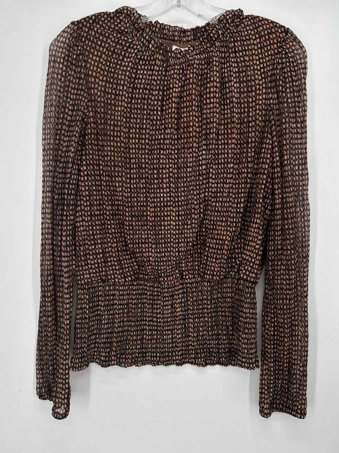 Joie Size L Black Print Shimmer Long Sleeve