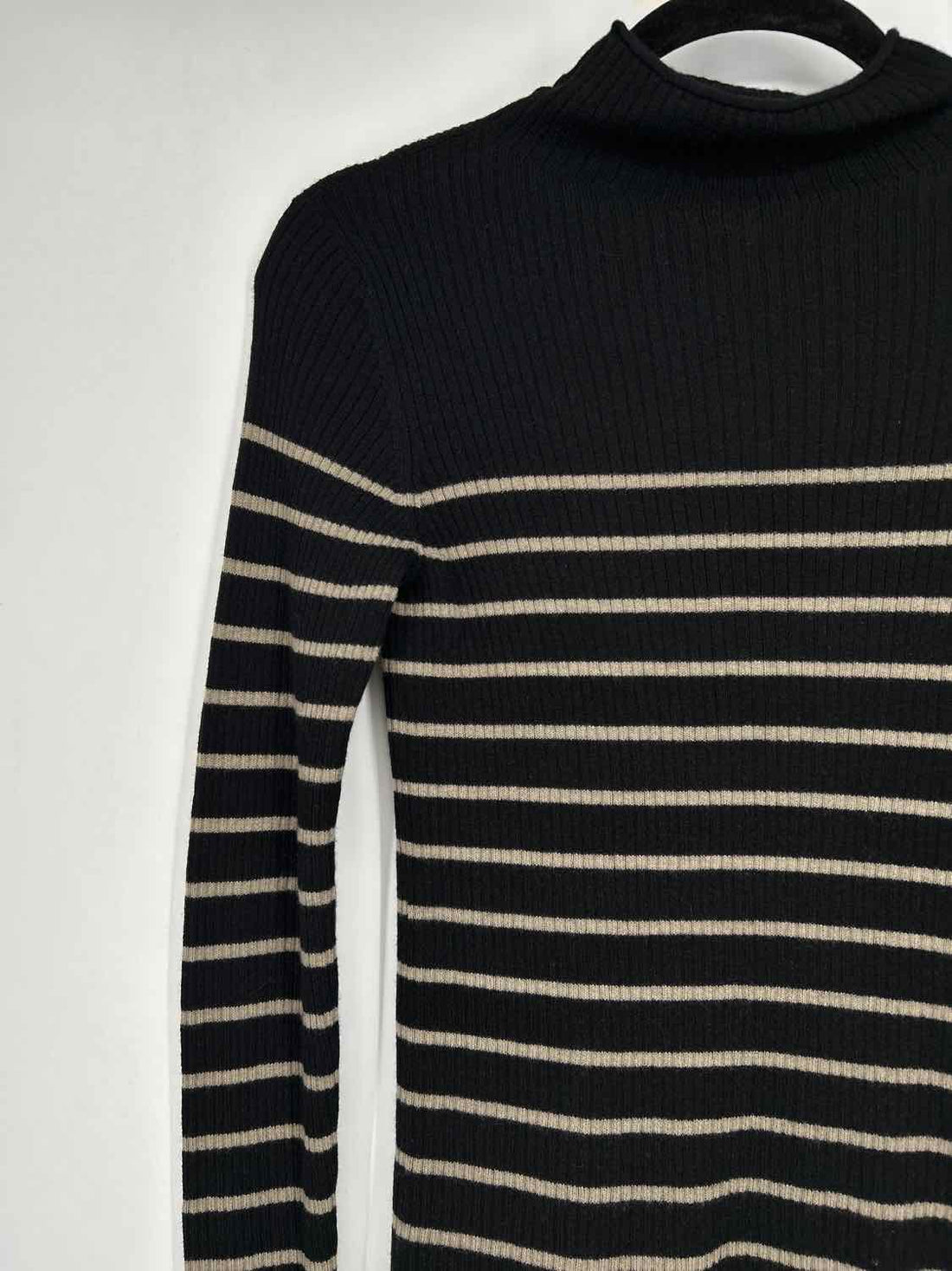 Vince Size S Black & Taupe Striped Cashmere Sweater