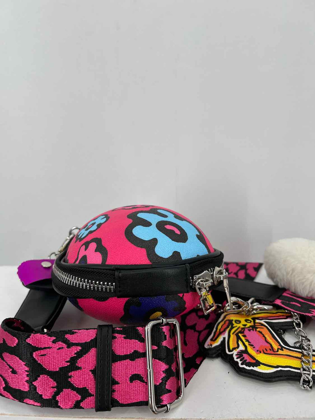 Betsey Johnson Hot Pink Print Faux Leather Limited Edition Crossbody