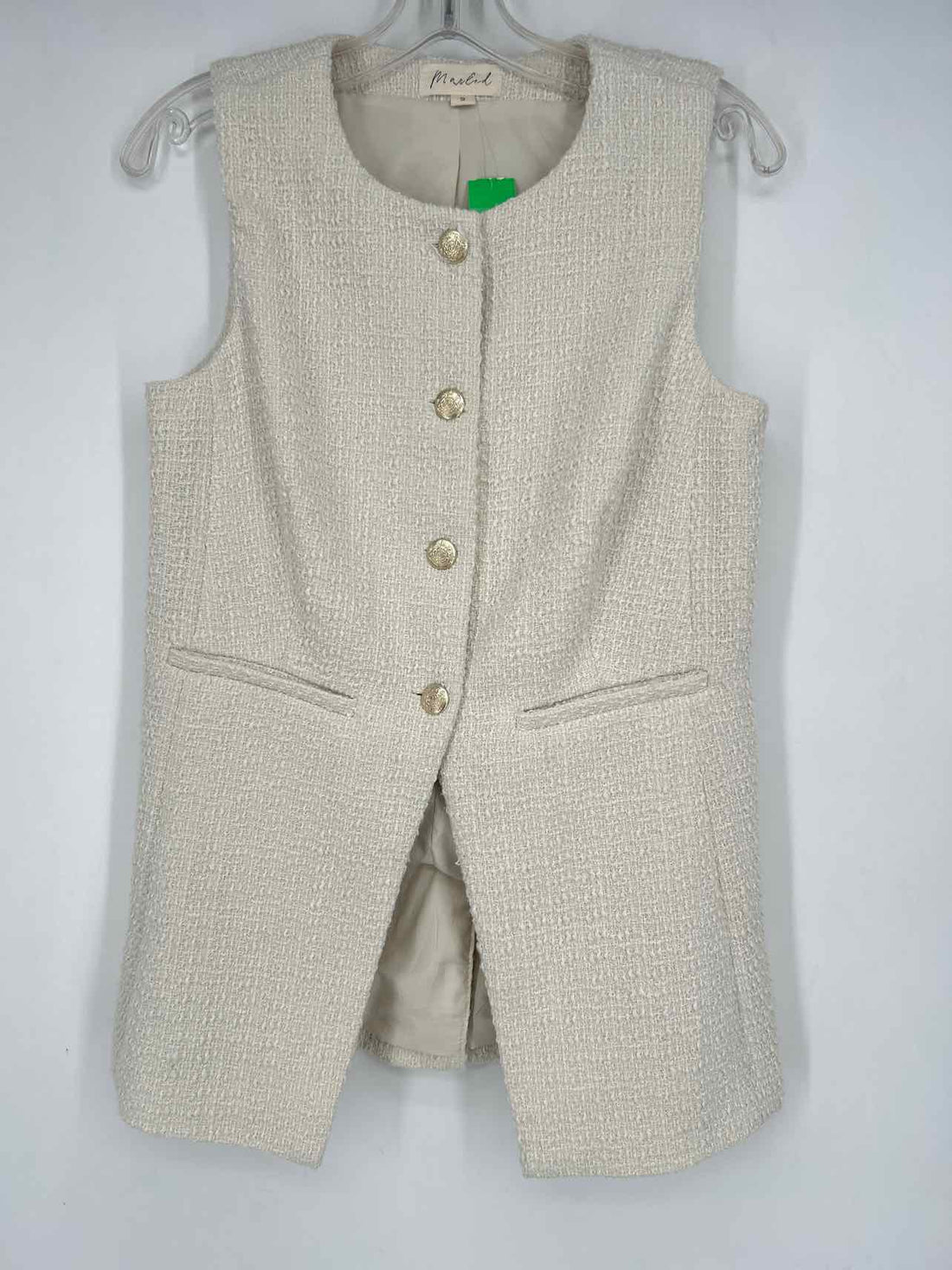 Marled Size S Ivory Tweed Vest