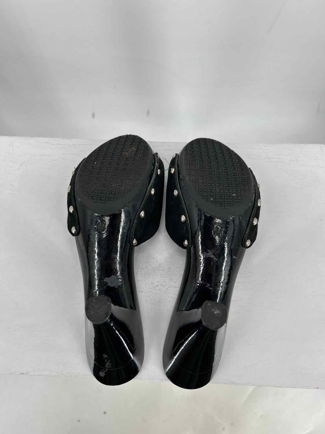 Chanel COCO MARK Belt Heel Sandal Pumps Women Size 36 Black Vintage LUXURY