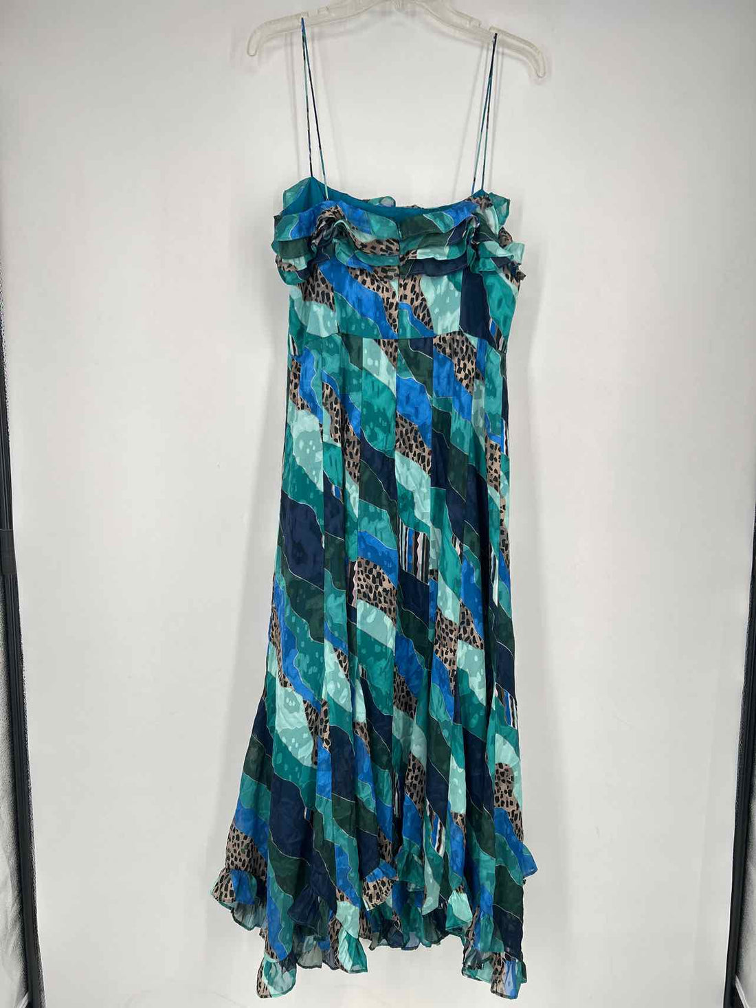 Hutch Size 14 Teal & Blue Print Sleeveless Maxi