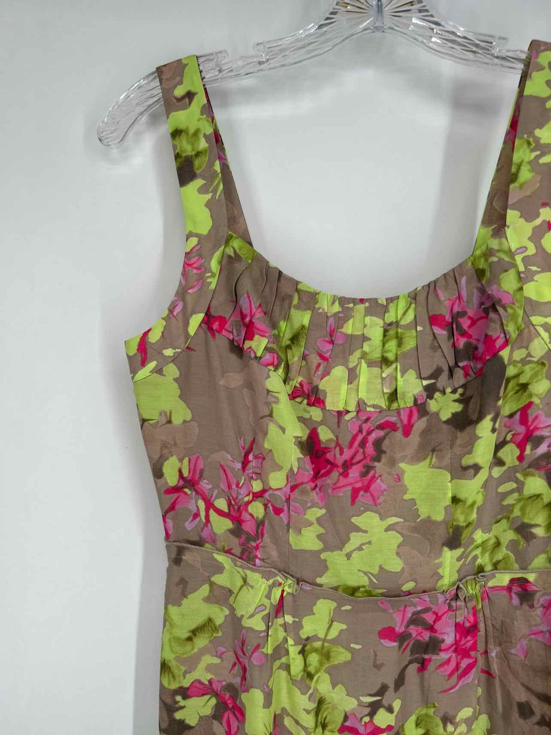 Banana Republic Size 0p Taupe Green & Pink Cotton/Silk Vintage Dress