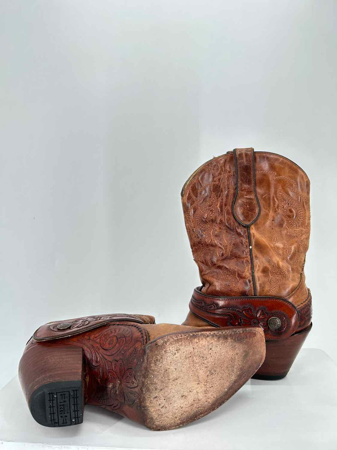 Corral Women Size 8.5 Brown Tooled Leather Saltillo Cowboy Boot