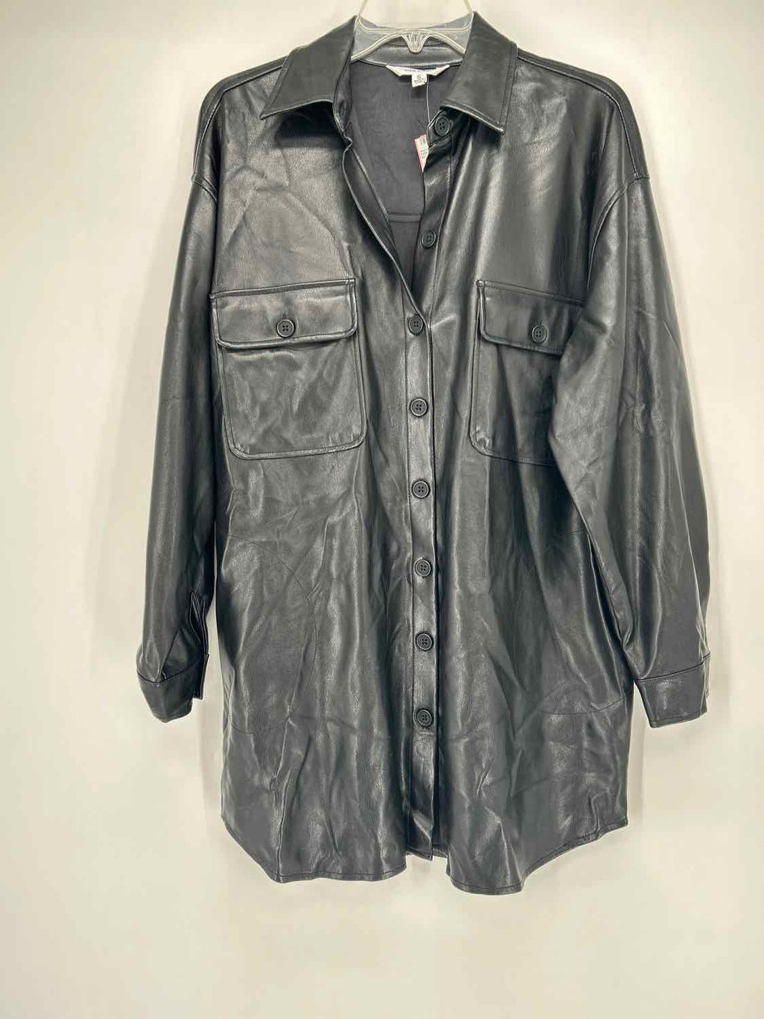 Steve Madden Size S Black Faux Leather Shacket