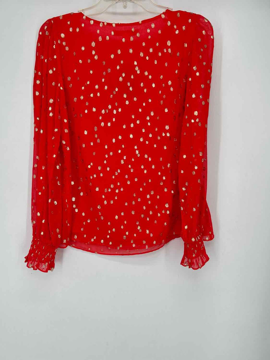 XS Red & Gold Silk Blend Lilly Pulitzer Long Sleeve Top