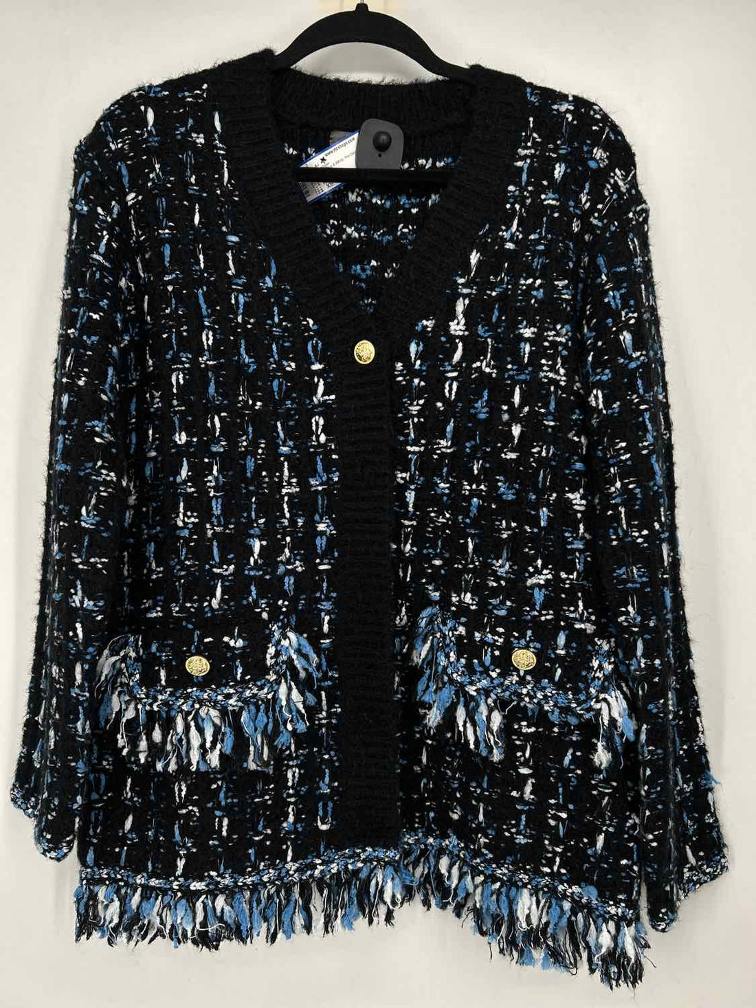 By Anthropologie Size XS Black Blue & White Cardigan